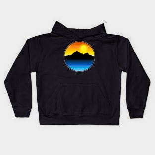 Synthwave Inspired Lakeside Mountain Kids Hoodie